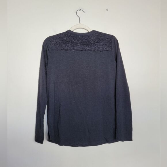 Downeast Black Lace Pullover Shirt Long Sleeve Black V Neck Comfy Casual Small - Picture 11 of 12